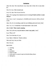English Worksheet: Project 3, Unit 1D-invitations dialogue