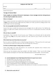 English Worksheet: 9th year test