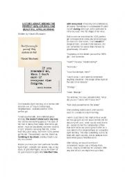 English Worksheet: Reading worksheet - A story about seeing the perfect girl