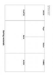 English Worksheet: Sorting Materials