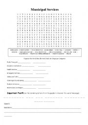 English Worksheet: Municipal Services Fun