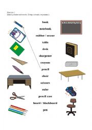English Worksheet: Classroom items