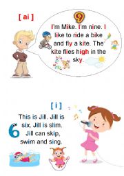 English Worksheet: reading sounds ai - i