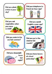 English Worksheet: Speaking cards - Past Simple