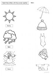 English Worksheet: Weather and clothes 