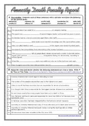 English Worksheet: Death Penalty Report