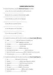 English Worksheet: PRESENT SIMPLE PRACTICE