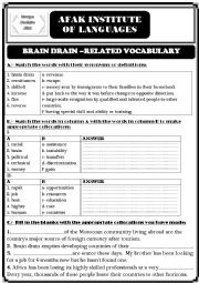 English Worksheet: Brain Drain worksheet