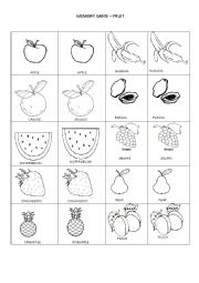 English Worksheet: MEMORY GAME - FRUIT