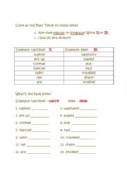 English Worksheet: Regular and Irregular Verbs in the Past Simple Tense