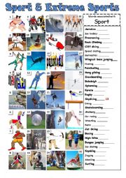 English Worksheet: sports and extreme sports