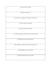 English Worksheet: tongue twisters