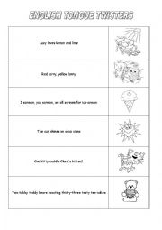 English Worksheet: tongue twisters