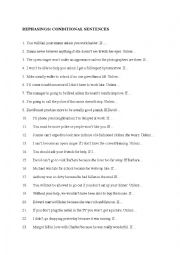 English Worksheet: conditional- rephrasing
