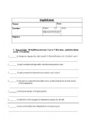 Worksheet simple present and past