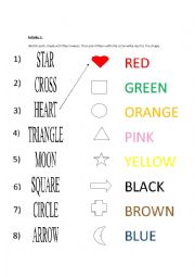 English Worksheet: Shapes and colours