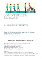 English Worksheet: JOB INTERVIEW. REAL PRACTICE.