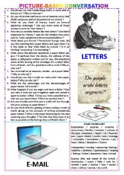 English Worksheet: Picture-based conversation : topic 100 - emails vs paper letters