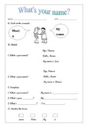 English Worksheet: WHATS YOUR NAME?