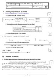 English Worksheet: partial test 3 for 9th formers