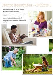 English Worksheet: Picture Description - Hobbies 1