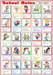 English Worksheet: School Rules with must and mustnt