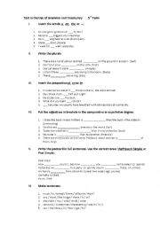 English Worksheet: a grammar test variant 1