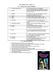 English Worksheet: Accidental Tourist, chapter 1-2