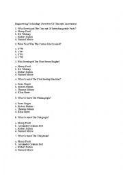 English Worksheet: Engineering/Technology Peoples, Concepts, And More