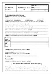 English Worksheet: end term test n1