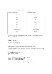 English Worksheet: Possessive Adjectives and Possessive Pronouns