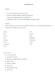 English Worksheet: The bucket list