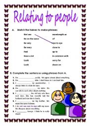 English Worksheet: Relating to people