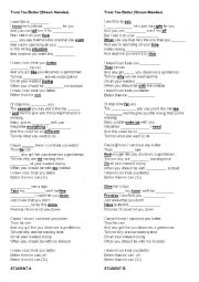 English Worksheet: Treat You Better (Shawn Mendes)