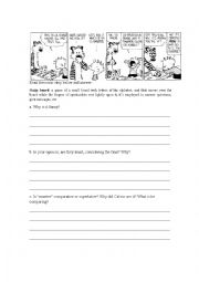 English Worksheet: Calvin comic strip