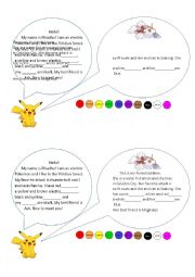 English Worksheet: Written comprehension present simple pokemon