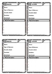 English Worksheet: Written comprehension pokemon cards