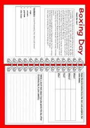 English Worksheet: Boxing Day