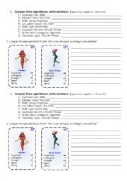 English Worksheet: Compare these superheroes