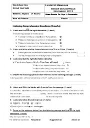 English Worksheet: 4th formers test
