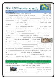 English Worksheet: Mixed grammar italy earthquake