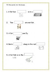 English Worksheet: Fill the words with e sound