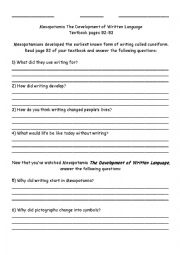 English Worksheet: Mesopotamian Writing