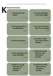 English Worksheet: KABOOM! CARD GAME