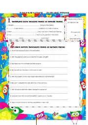 English Worksheet: PASSIVE VOICE FUTURE TENSE