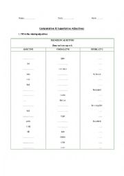 English Worksheet: Comparatives and Superlatives