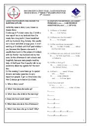 English Worksheet: EXAM for 9th GRADE 