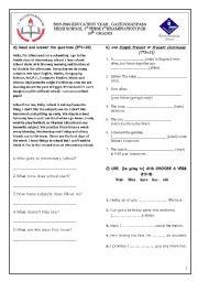 English Worksheet: 15/16 GRADE 10 1st TERM 1st TEST