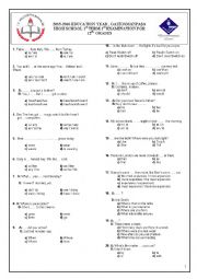 English Worksheet: 15/16 GRADE 12 1st TERM 1st TEST 