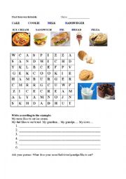 English Worksheet: Food word puzzle